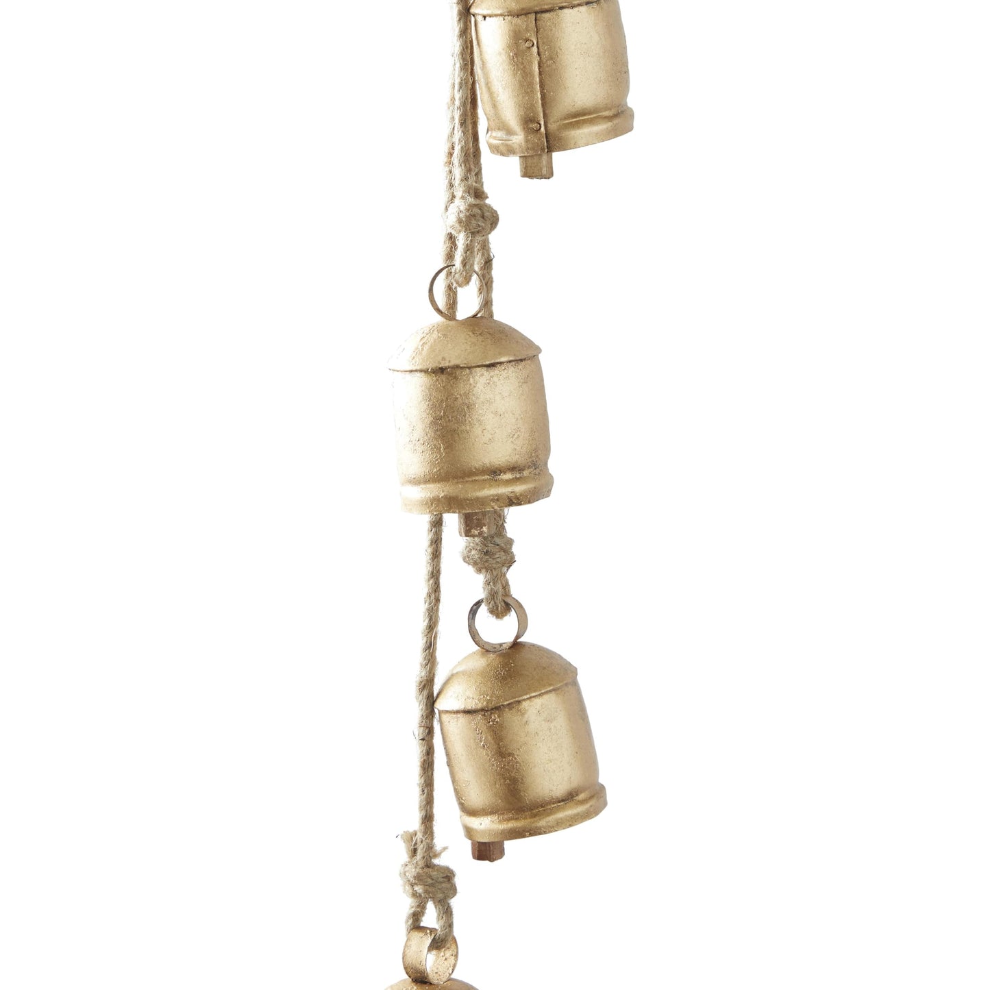 Deco 79 Metal Tibetan Inspired Decorative Bell with Jute Hanging Rope, 4" x 3" x 29", Gold